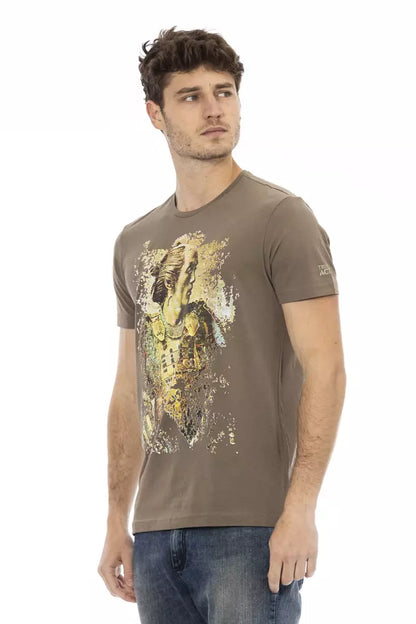 Trussardi Action Braunes Herren-T-Shirt aus Baumwolle