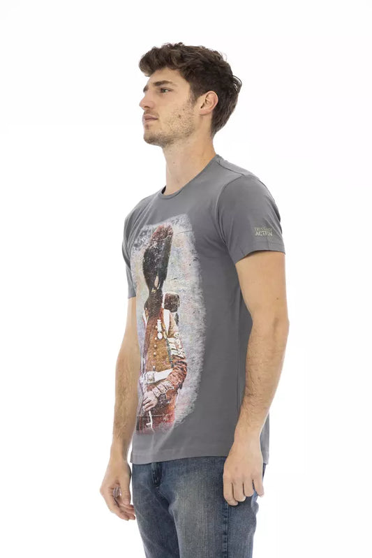 Trussardi Action Graues Baumwoll-T-Shirt für Herren