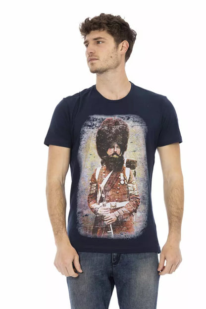 Trussardi Action Blaues Herren-T-Shirt aus Baumwolle
