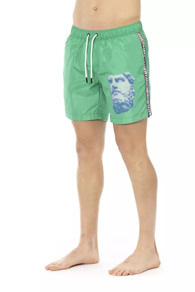 Bikkembergs Grüne Polyester Herren Badeshorts