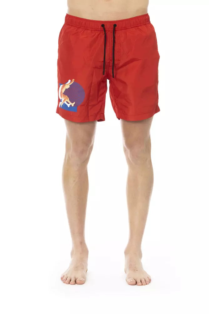 Bikkembergs – Rote Polyester-Badeshorts für Herren