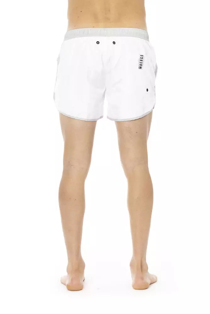 Bikkembergs – Weiße Polyester-Badeshorts für Herren