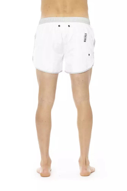 Bikkembergs – Weiße Polyester-Badeshorts für Herren