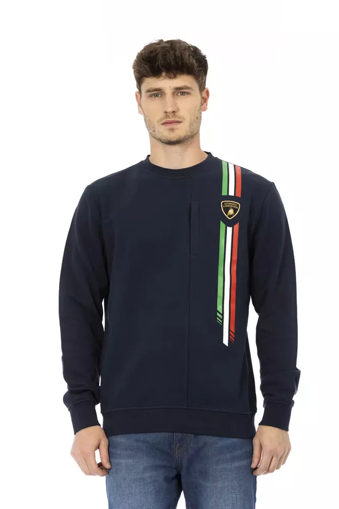 Automobili Lamborghini Blauer Herrenpullover aus Baumwolle