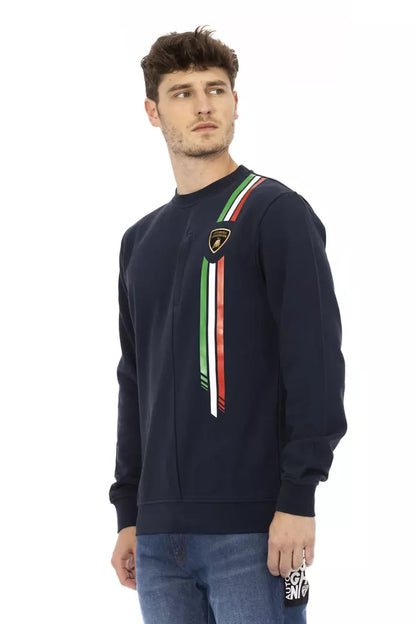 Automobili Lamborghini Blauer Herrenpullover aus Baumwolle