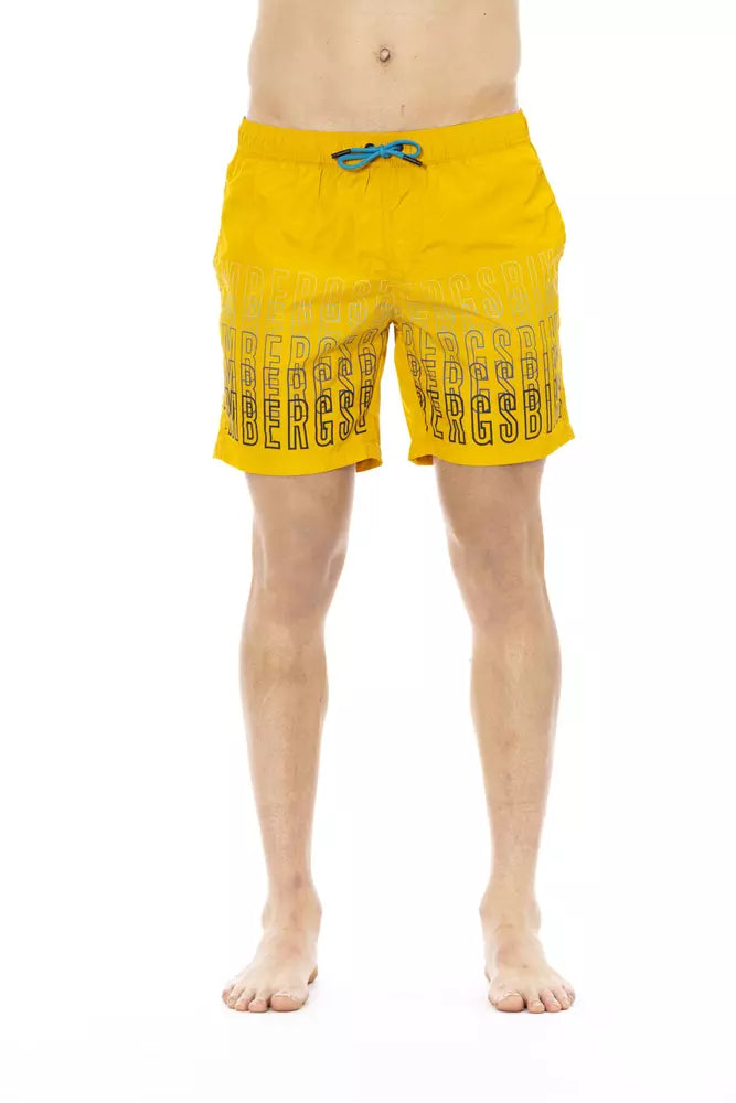 Bikkembergs Gelbe Polyester Herren Badeshorts