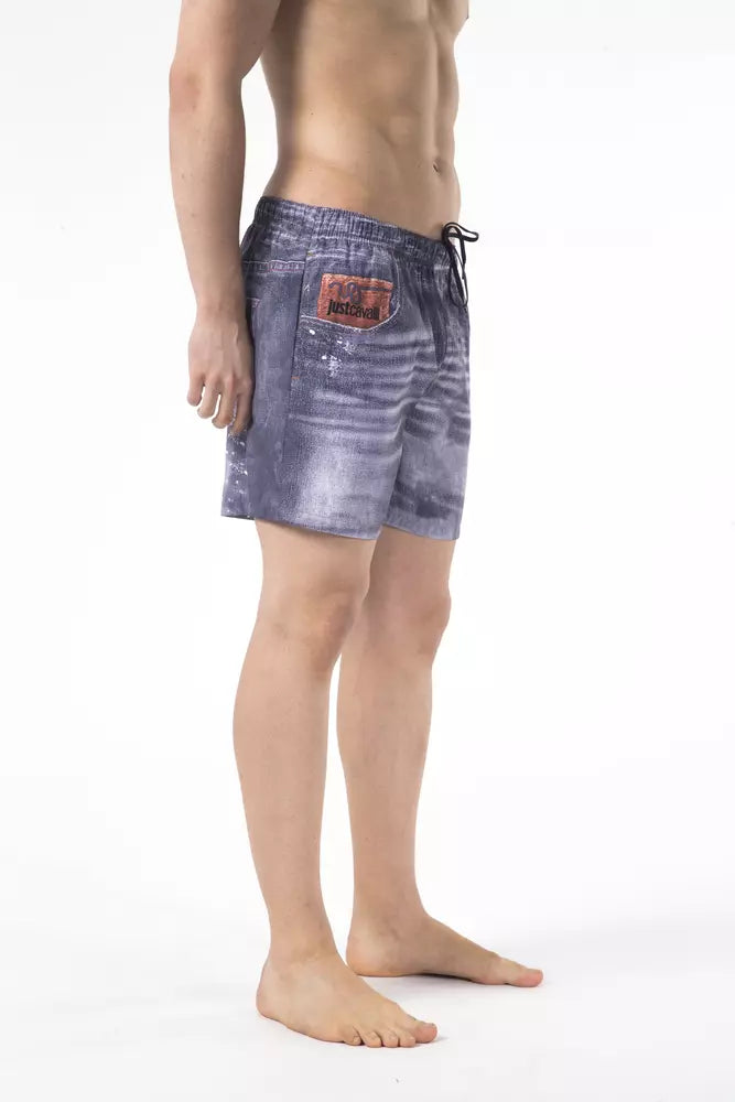 Just Cavalli Blaue Polyester Herren Badeshorts