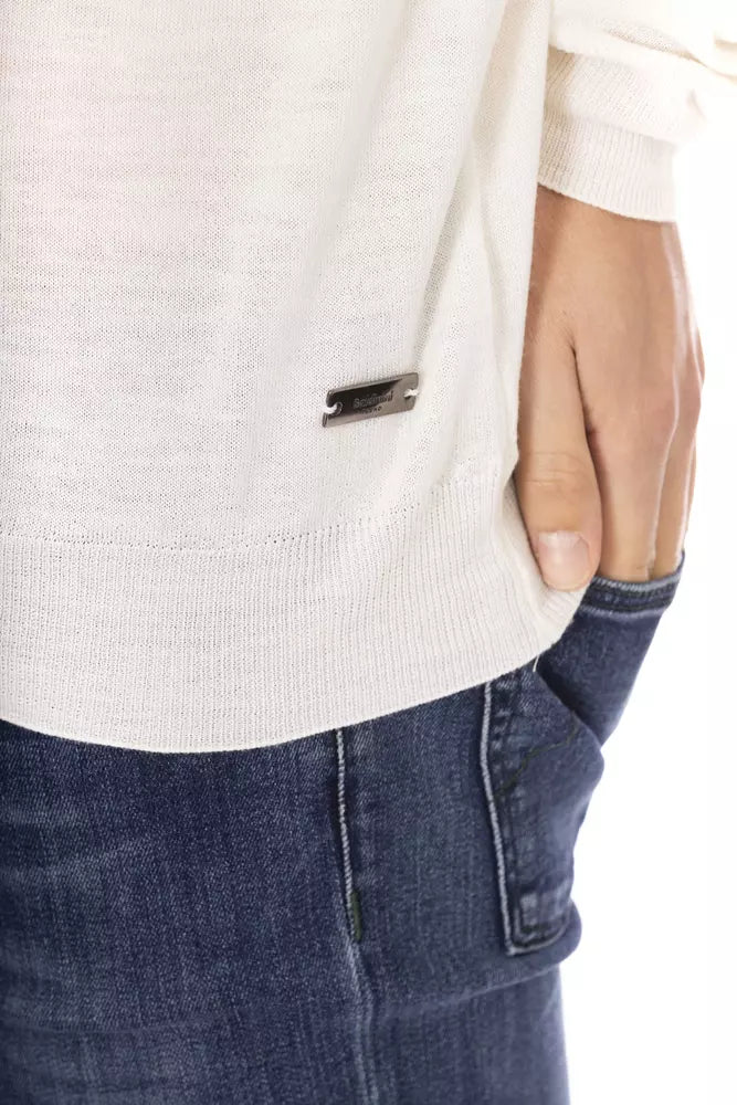 Baldinini Trend Weißer Stoff Herrenpullover mit Rollkragen-Design