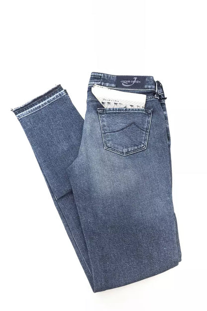 Jacob Cohen Damen-Jeans, schmale Passform, blaue Baumwolle