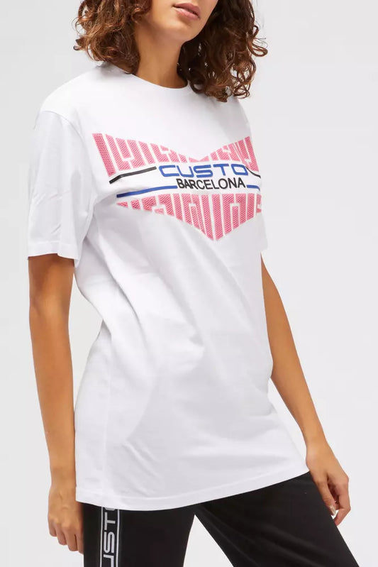 Custo Barcelona Weißes Baumwoll-T-Shirt für Damen