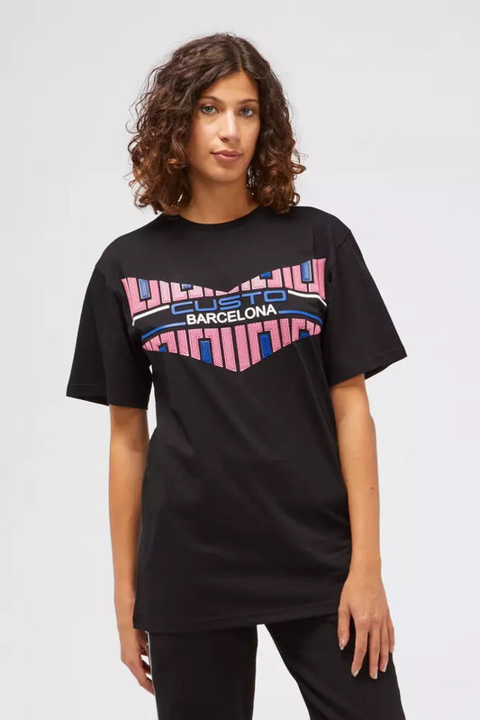 Custo Barcelona Schwarzes Baumwoll-T-Shirt für Damen