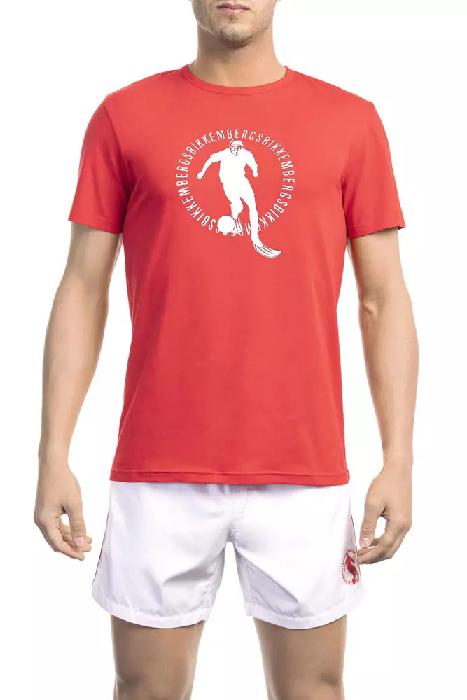Bikkembergs Rotes Baumwoll-T-Shirt für Herren