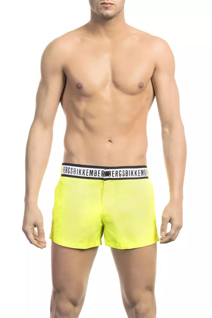 Bikkembergs Gelbe Polyamid-Badeshorts für Herren