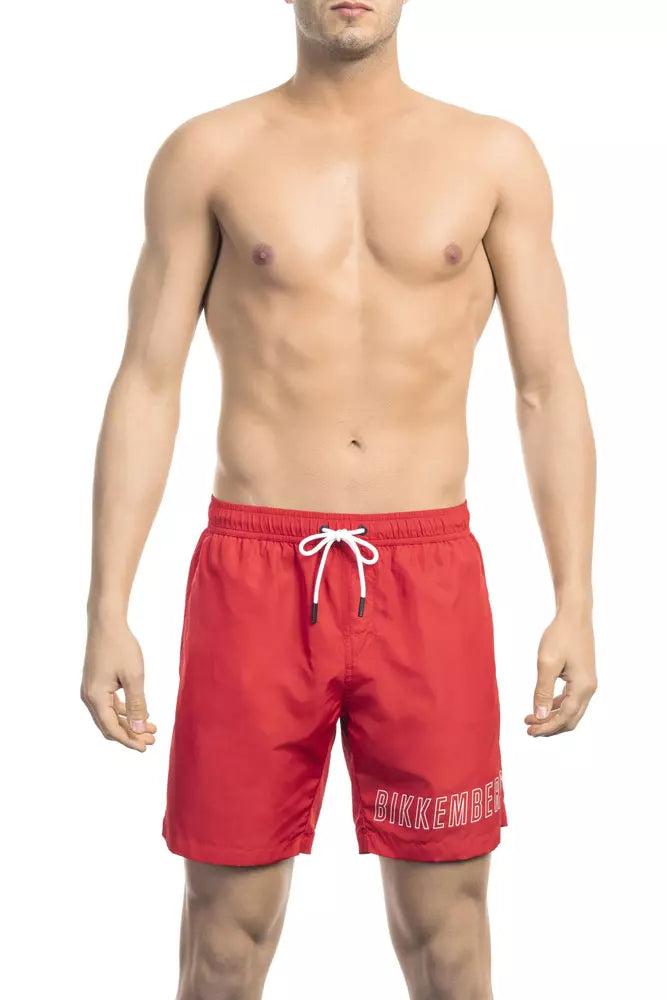 Bikkembergs – Rote Polyester-Badeshorts für Herren