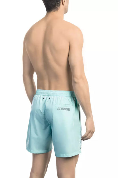 Bikkembergs Hellblaue Polyester-Badeshorts für Herren