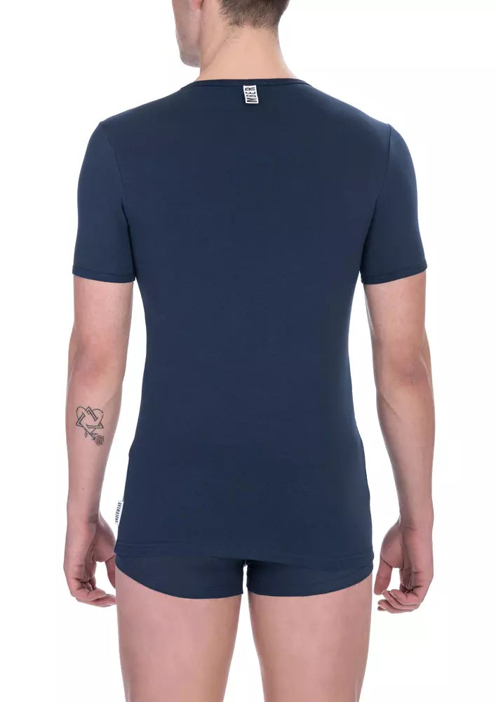 Bikkembergs Blaues Baumwoll-T-Shirt für Herren