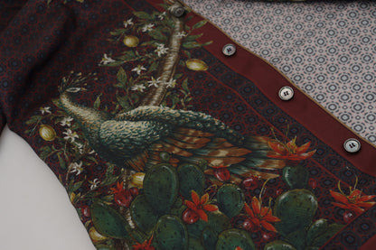 Dolce &amp; Gabbana Bordeaux Strauß Seidensatin Casual Herrenhemd