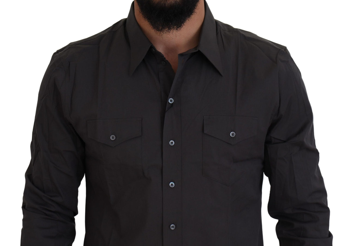 Dolce &amp; Gabbana Graues Slim Fit Stretch-Hemd SICILIA