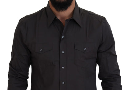 Dolce &amp; Gabbana Graues Slim Fit Stretch-Hemd SICILIA
