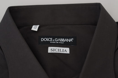 Dolce &amp; Gabbana Graues Slim Fit Stretch-Hemd SICILIA