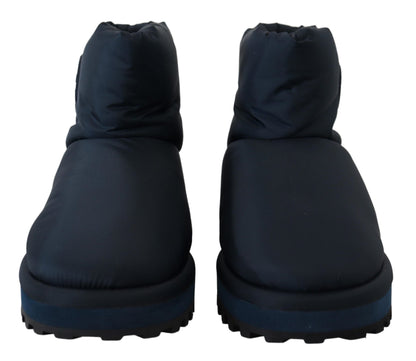Dolce &amp; Gabbana – Blaue Nylonstiefel, gepolsterte Wadenschuhe