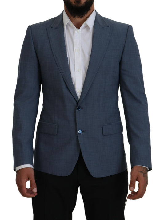 Dolce &amp; Gabbana – Blauer Slim Fit-Blazer aus Wollstretch