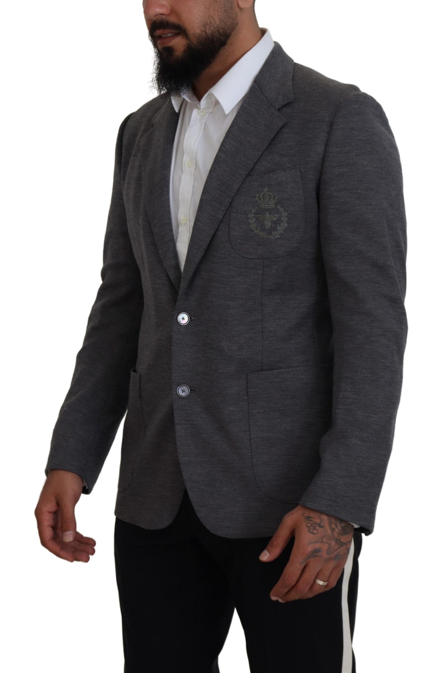 Dolce &amp; Gabbana – Slim Fit-Jackenblazer aus grauem Wollstretch