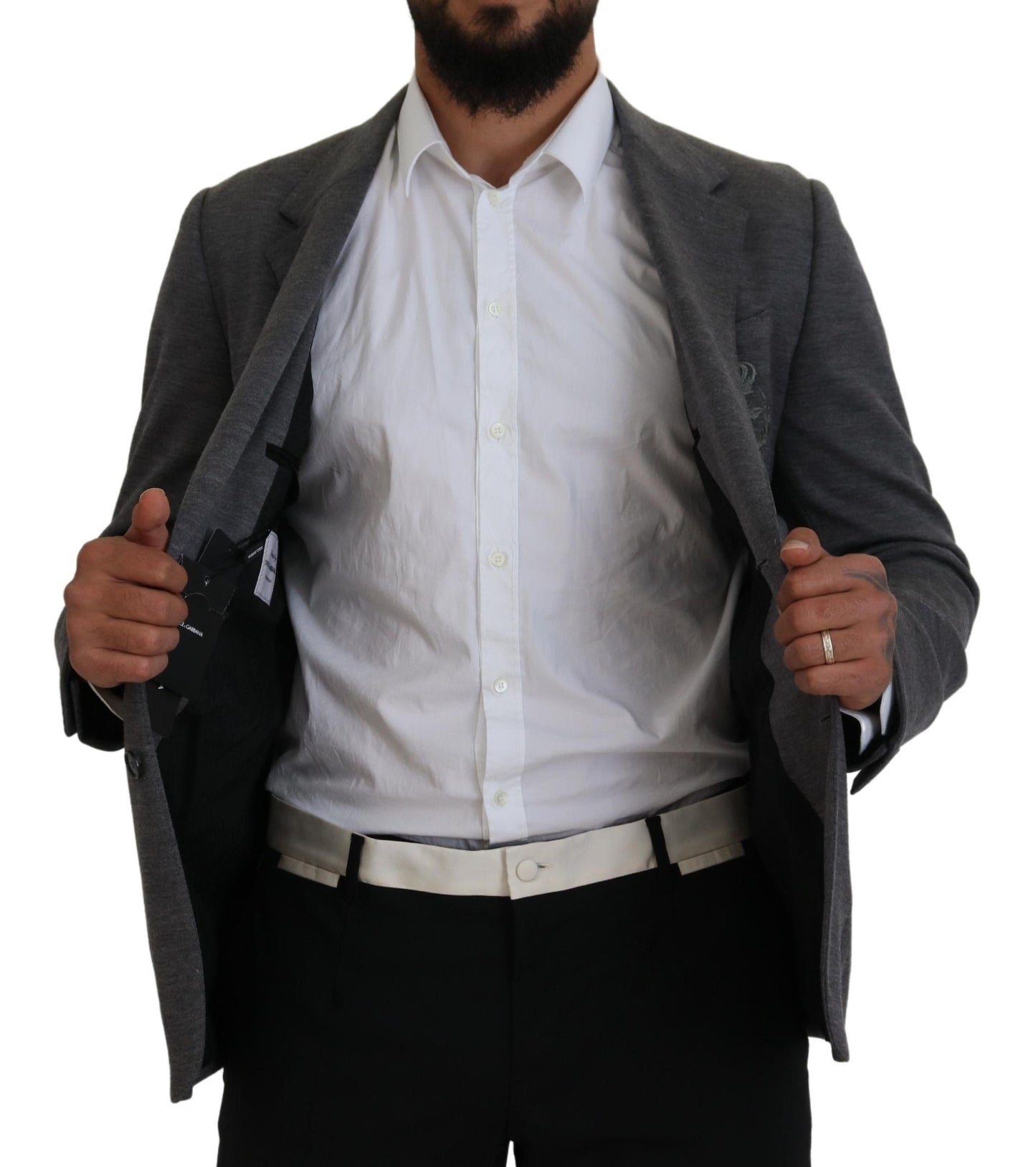 Dolce &amp; Gabbana – Slim Fit-Jackenblazer aus grauem Wollstretch