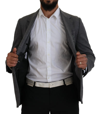 Dolce &amp; Gabbana – Slim Fit-Jackenblazer aus grauem Wollstretch