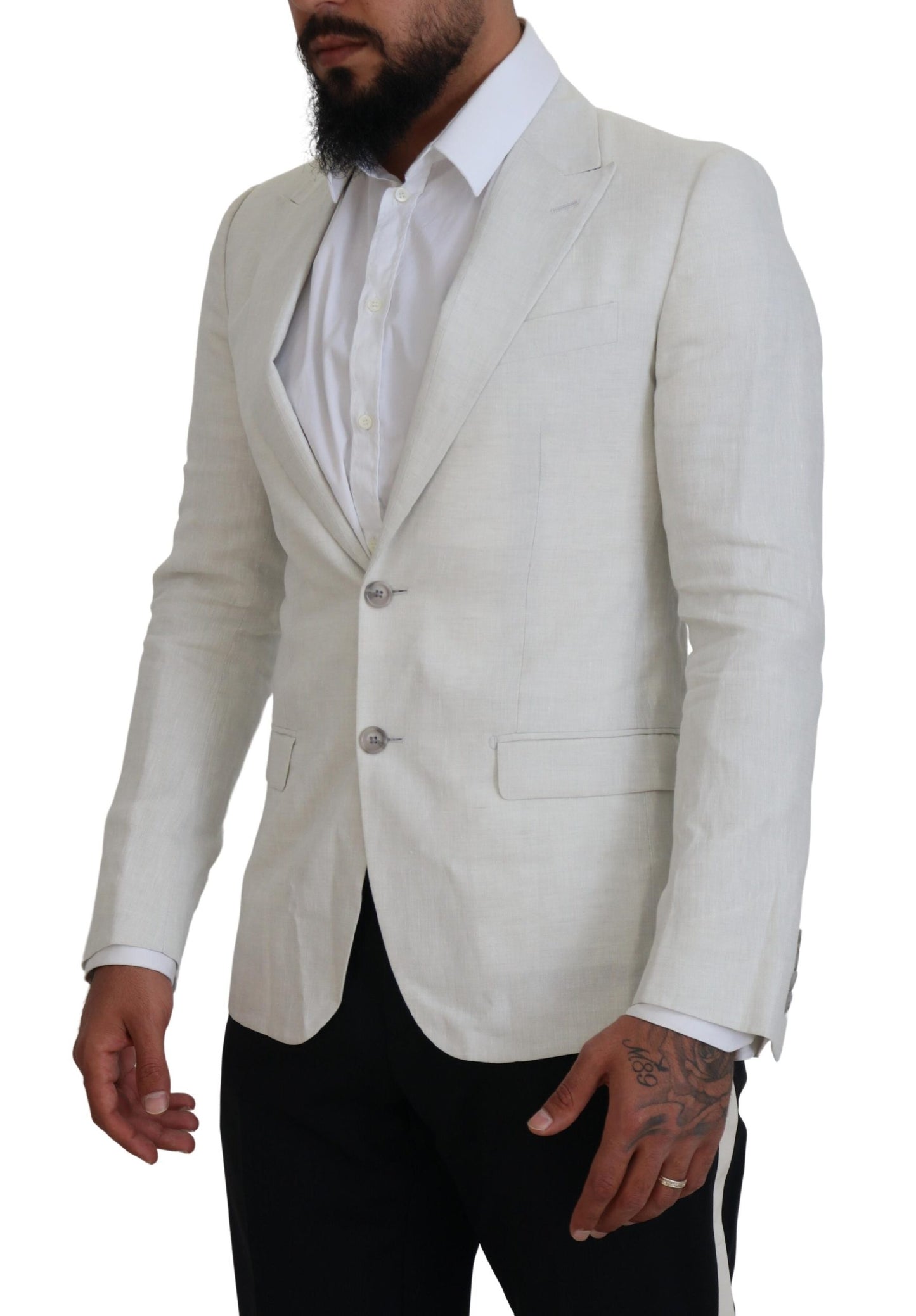 Dolce &amp; Gabbana – Slim Fit-Blazer aus weißem Leinen