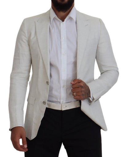Dolce &amp; Gabbana – Slim Fit-Blazer aus weißem Leinen
