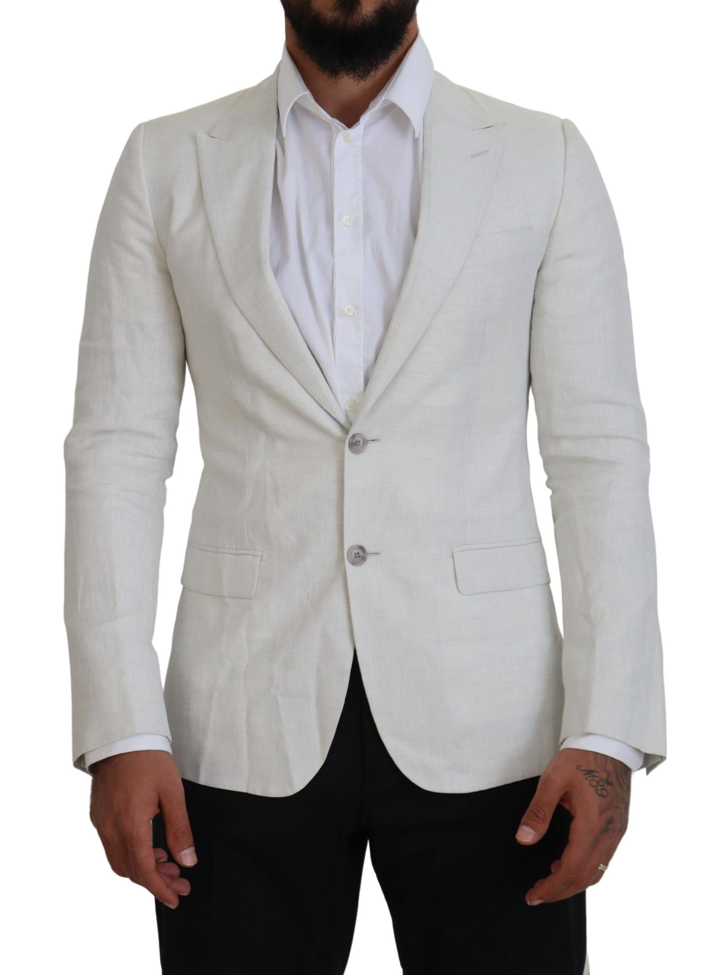 Dolce &amp; Gabbana – Slim Fit-Blazer aus weißem Leinen