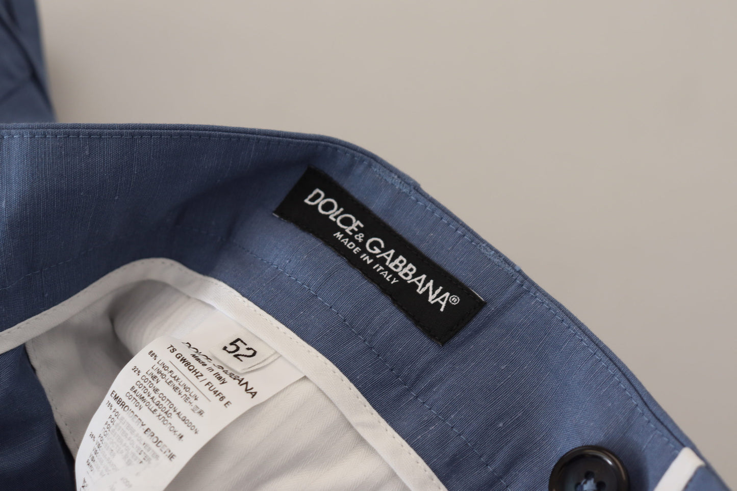 Dolce &amp; Gabbana – Blaue Chinohose aus Leinen für Herren