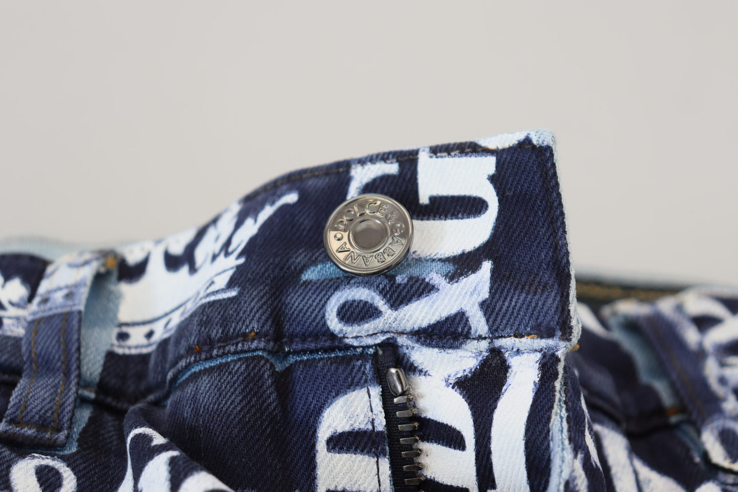 Dolce &amp; Gabbana – Blaue Skinny-Jeans aus Baumwolle mit Kronen-Print