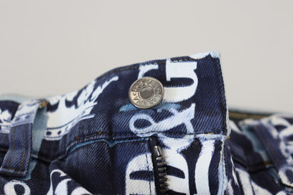 Dolce &amp; Gabbana – Blaue Skinny-Jeans aus Baumwolle mit Kronen-Print
