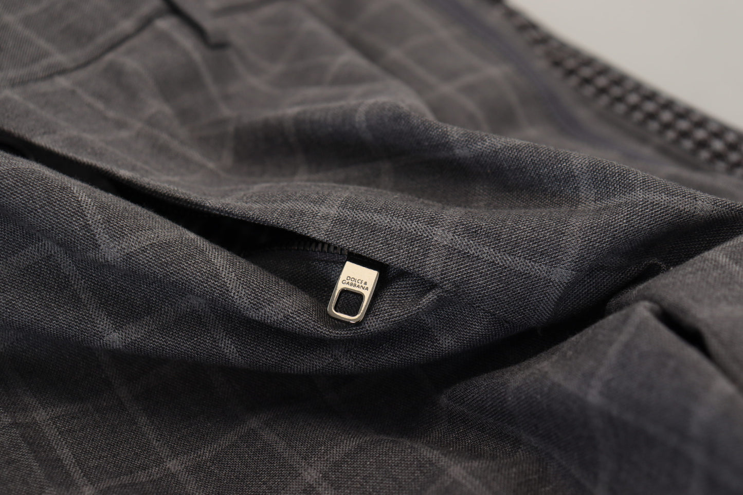 Dolce &amp; Gabbana – Grau karierte Chinohose aus Baumwolle