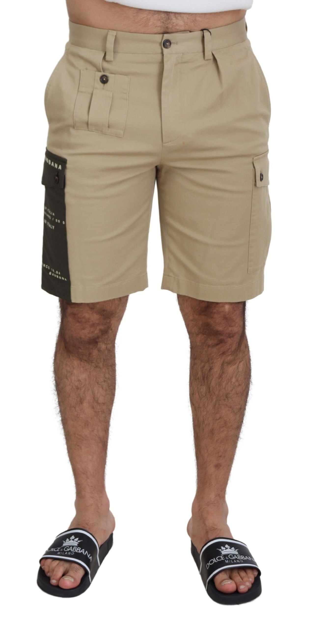 Dolce &amp; Gabbana – Beige Cargo-Bermudashorts aus Baumwolle