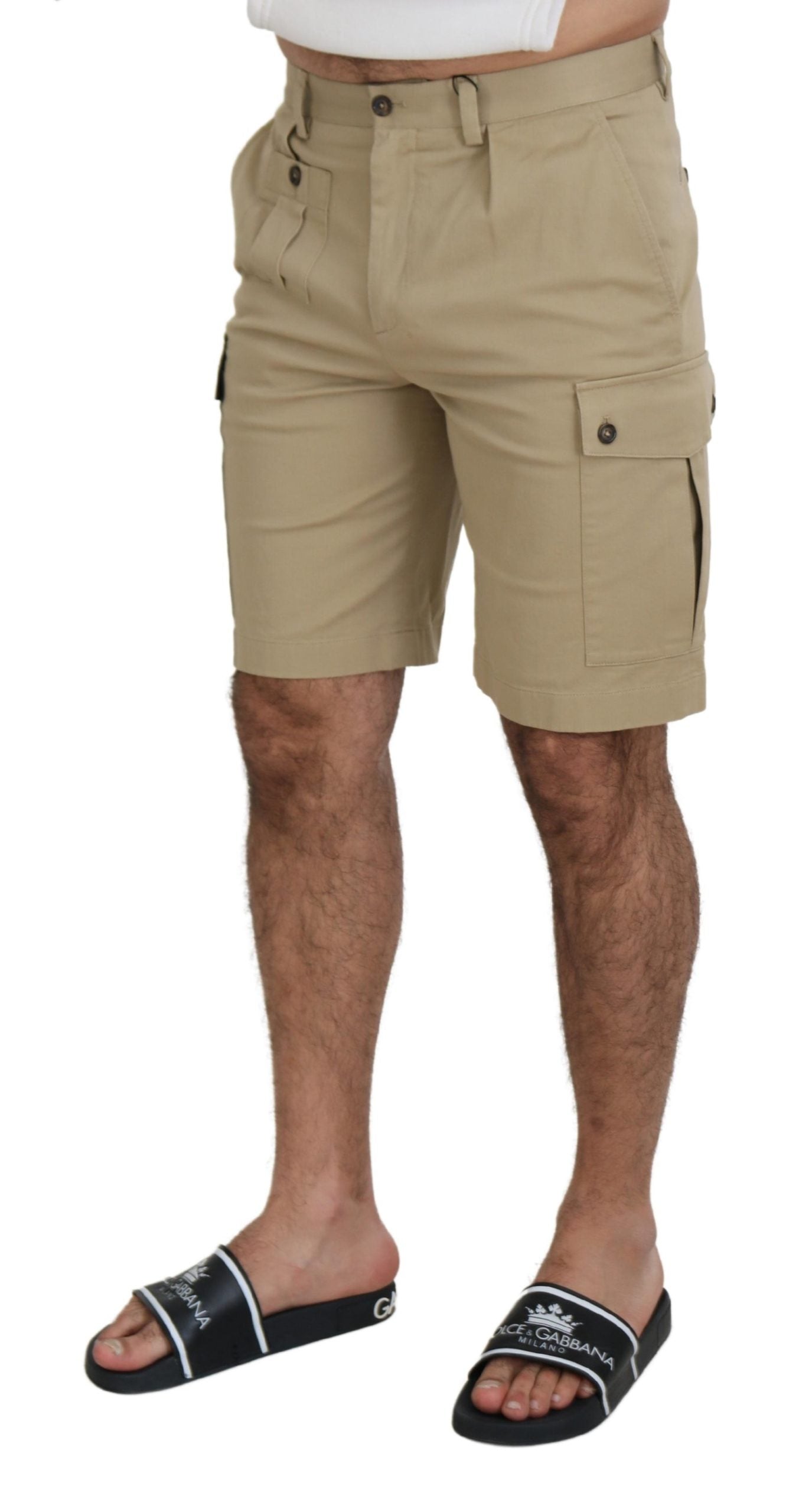 Dolce &amp; Gabbana – Beige Cargo-Bermudashorts aus Baumwolle
