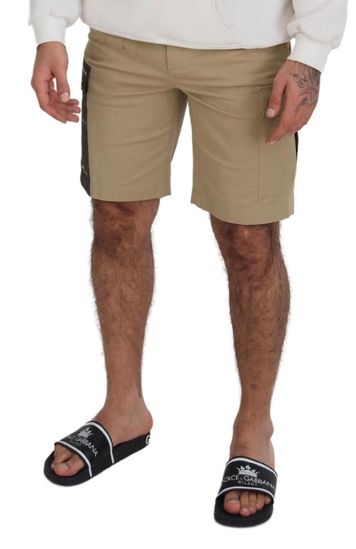 Dolce &amp; Gabbana – Beige Cargo-Bermudashorts aus Baumwolle