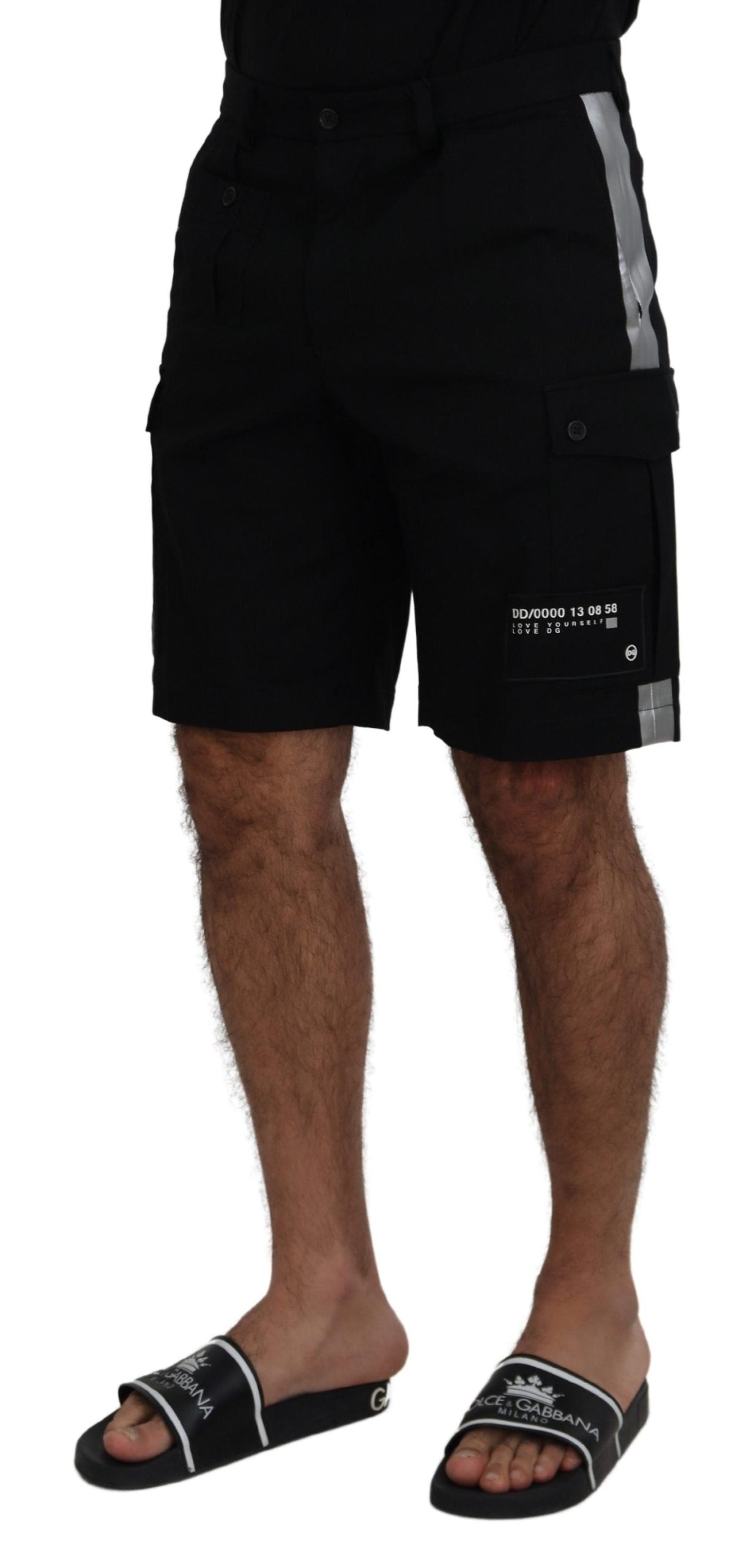 Dolce &amp; Gabbana – Schwarze Bermuda-Cargo-Freizeitshorts