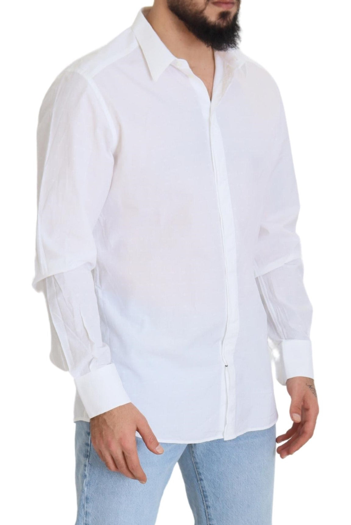 Dolce &amp; Gabbana – Slim Fit – Weißes, formelles Hemd aus Baumwolle in GOLD
