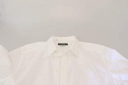 Dolce &amp; Gabbana – Slim Fit – Weißes, formelles Hemd aus Baumwolle in GOLD