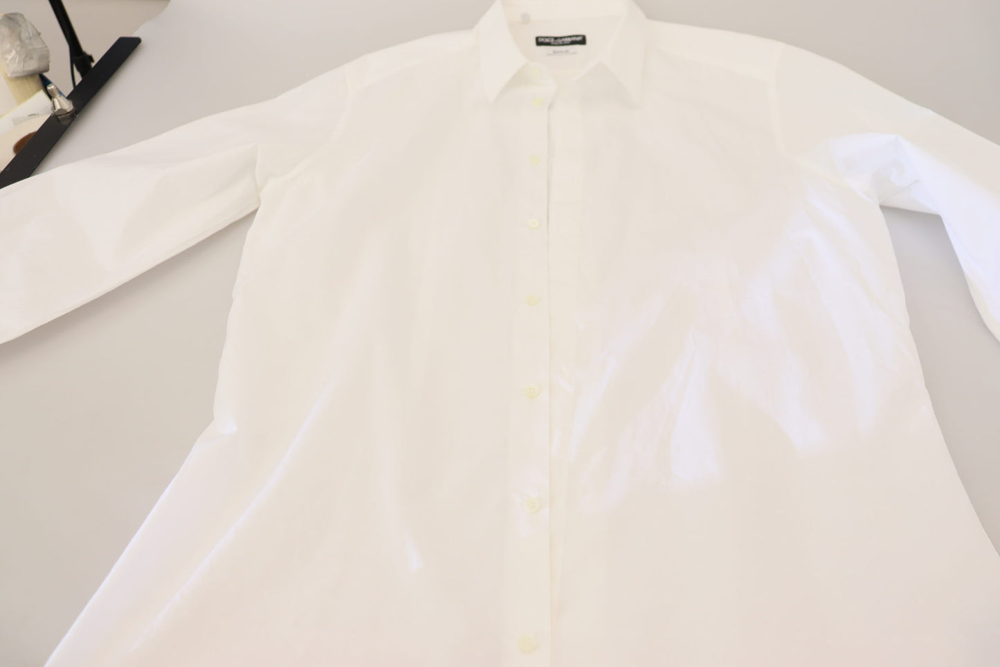 Dolce &amp; Gabbana – Slim Fit – Weißes, formelles Hemd aus Baumwolle in GOLD