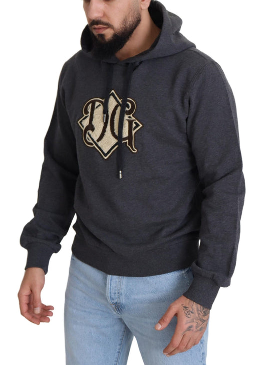 Dolce &amp; Gabbana Graues Logo-Sweatshirt aus Baumwolle mit Kapuze