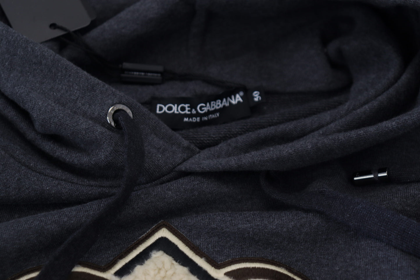 Dolce &amp; Gabbana Graues Logo-Sweatshirt aus Baumwolle mit Kapuze