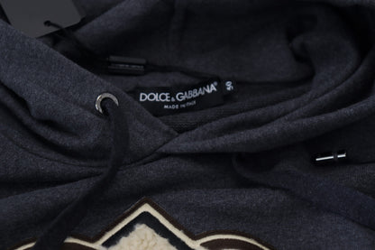 Dolce &amp; Gabbana Graues Logo-Sweatshirt aus Baumwolle mit Kapuze