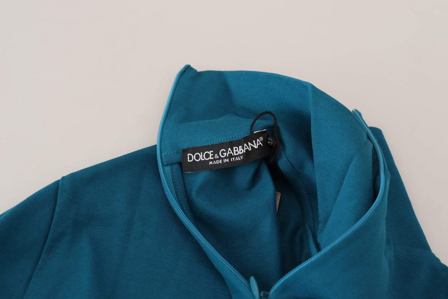 Dolce &amp; Gabbana – Schmaler Pullover aus Baumwolle mit Kragen in Blau