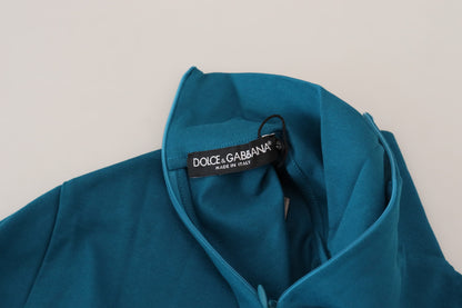 Dolce &amp; Gabbana – Schmaler Pullover aus Baumwolle mit Kragen in Blau