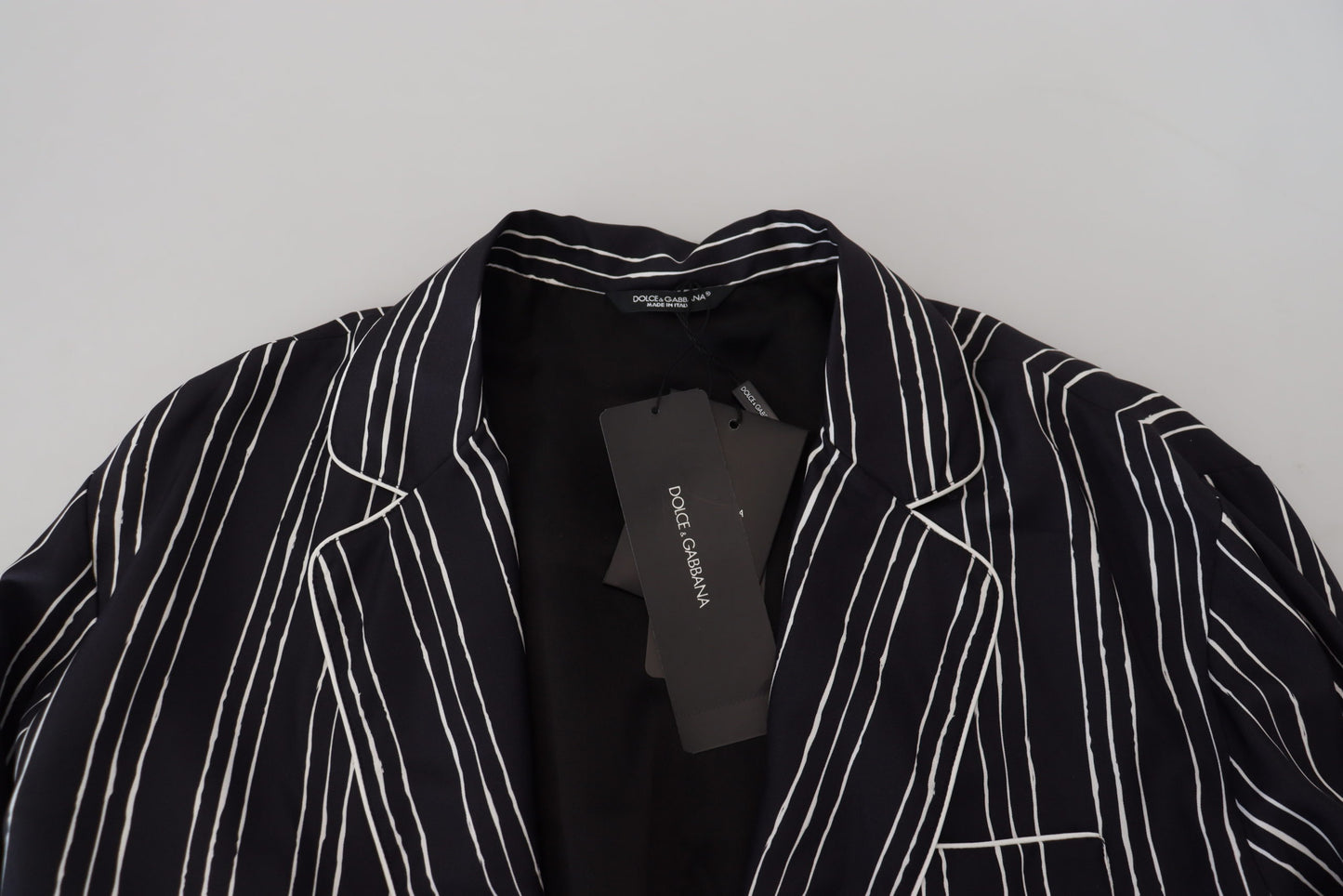 Dolce &amp; Gabbana Blau gestreifte Pyjama-Hemdjacke aus Seide