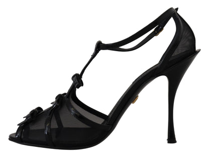 Dolce &amp; Gabbana Schwarze Stiletto High Heels Sandalen Schuhe